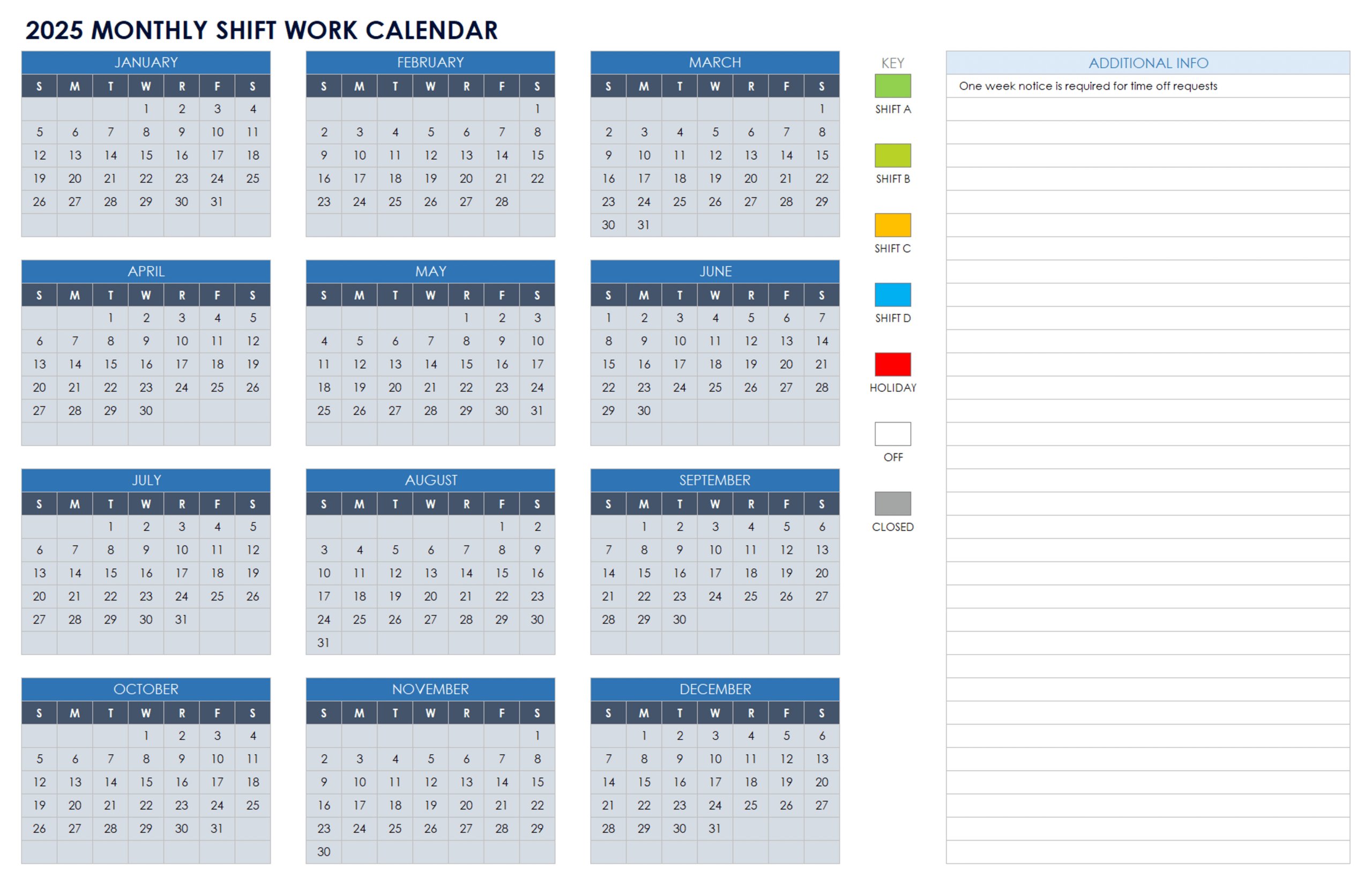 15 Free 2025 Monthly Calendar Templates | Smartsheet with 2025 Shift Calendar Printable