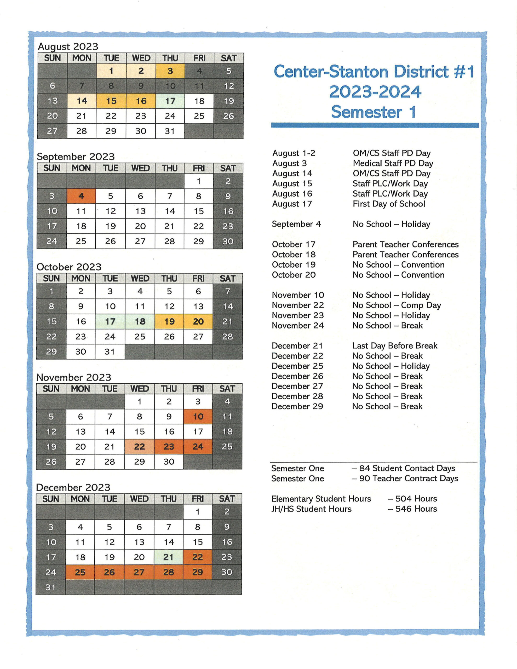 2023-2024 Calendar | Center-Stanton Public School pertaining to Cvesd Calendar 2024 - 2025 Printable