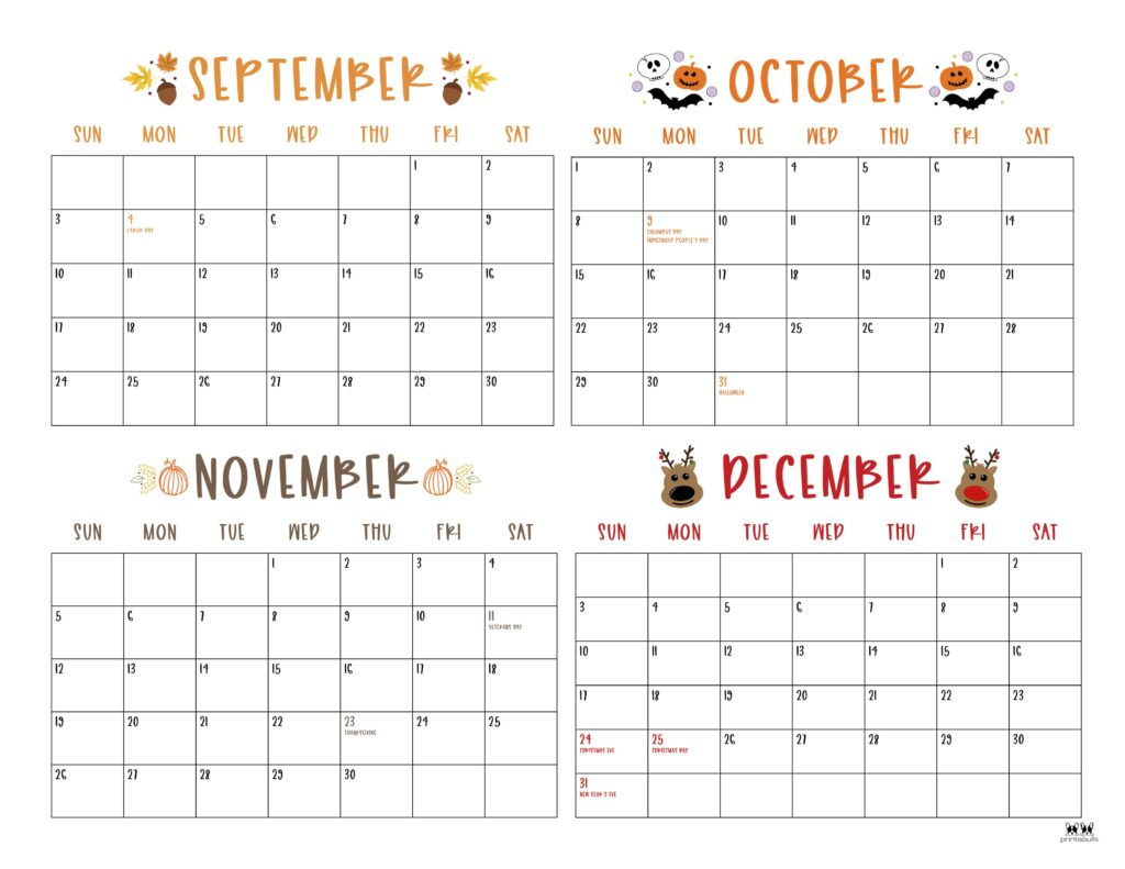 2023 Four Month Calendars - 18 Free Printables | Printabulls with regard to 2025 Printable Calendar 4 Months Per Page