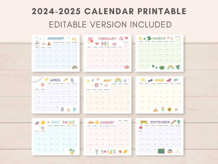 2024 to 2025 Calendar Printable