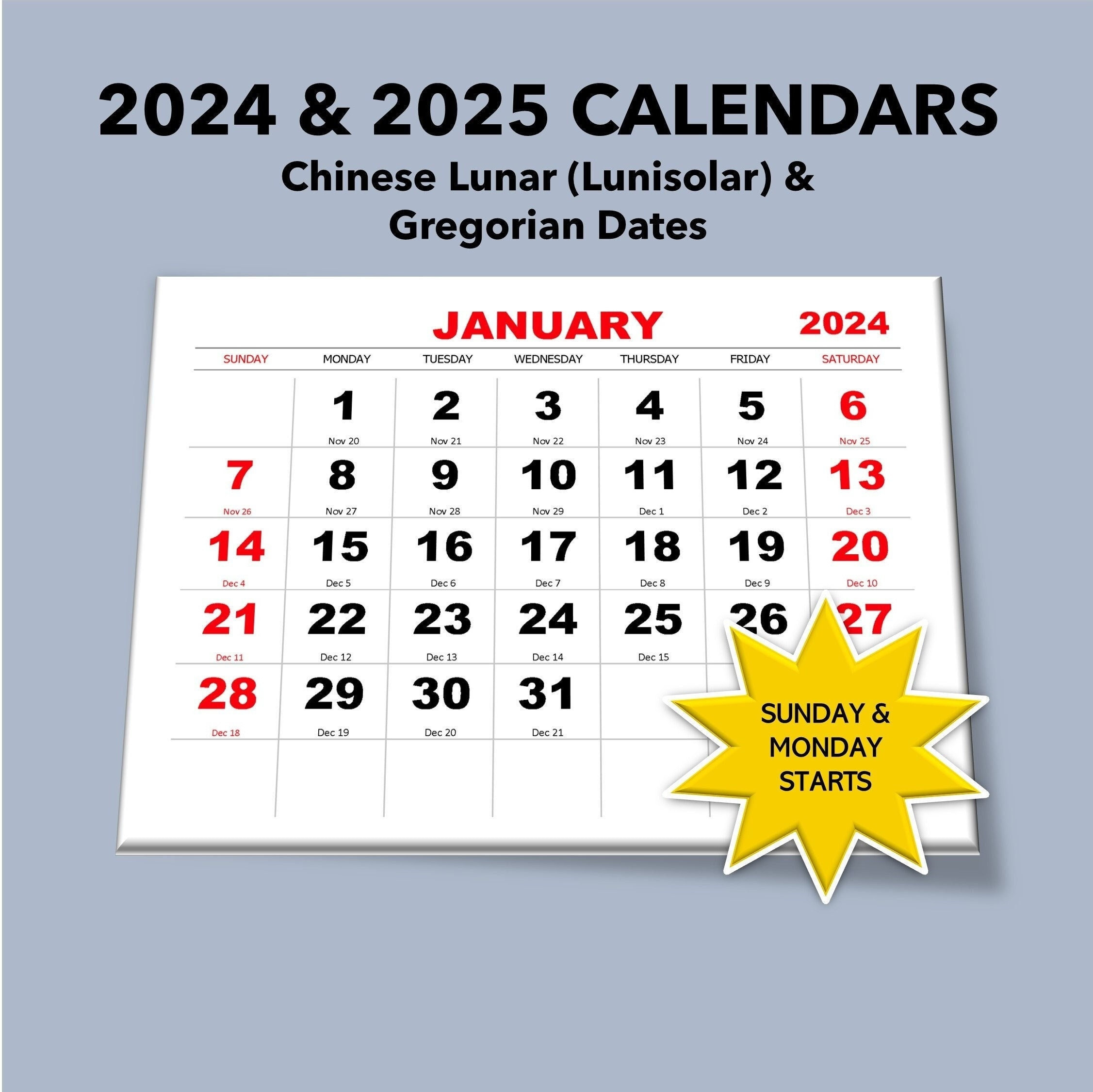 2024 2025 Monthly Calendar, Chinese Lunar &amp;amp; Gregorian Dates intended for Printable Chinese Calendar 2025