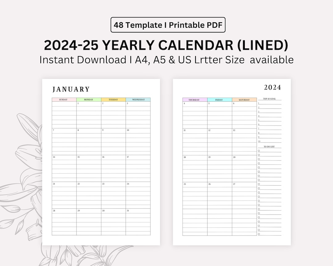 2024, 2025 Monthly Lined Calendar Printable, Dated Month On 2 pertaining to Printable Lined Calendar 2025