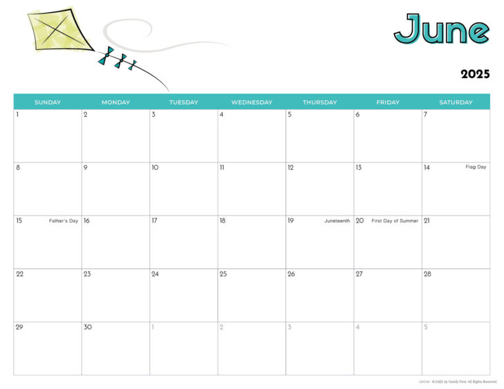 Free Printable Children’s Calendar 2025