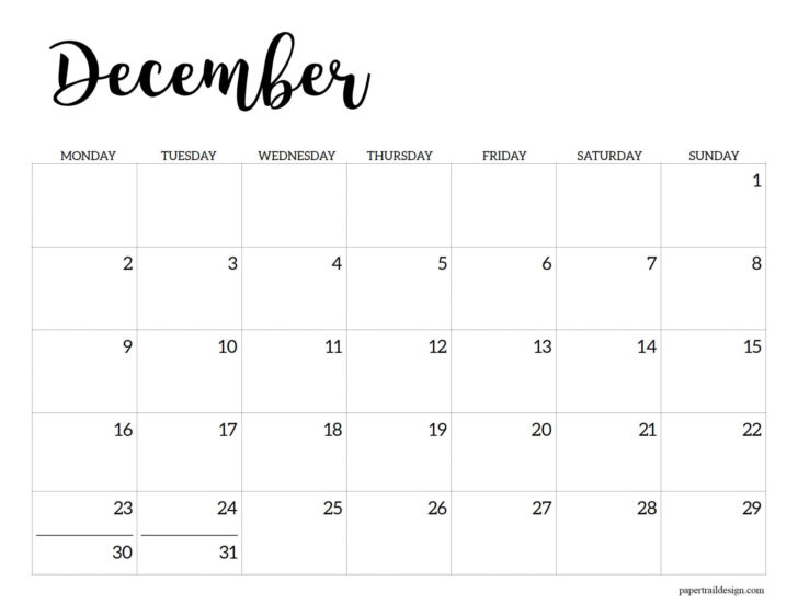 Printable Calendar For December 2024 and January 2025