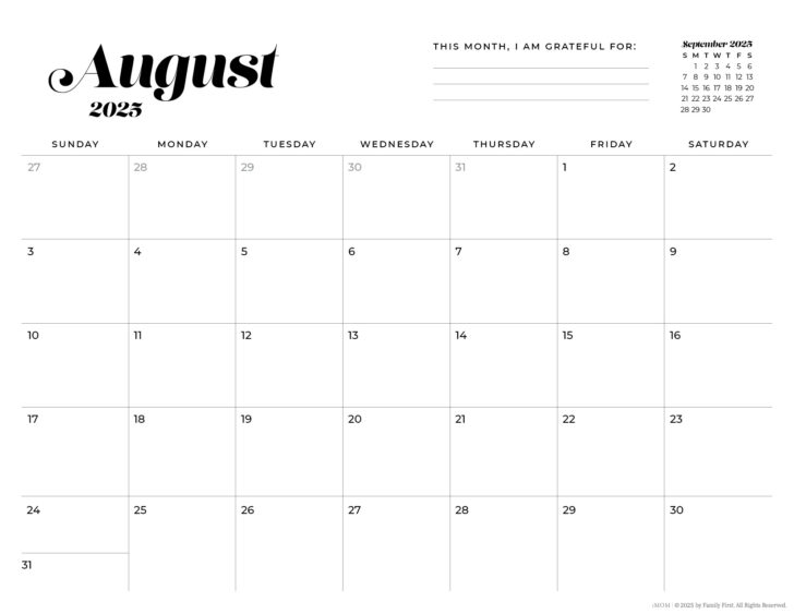 Printable Vertical Calendar 2025