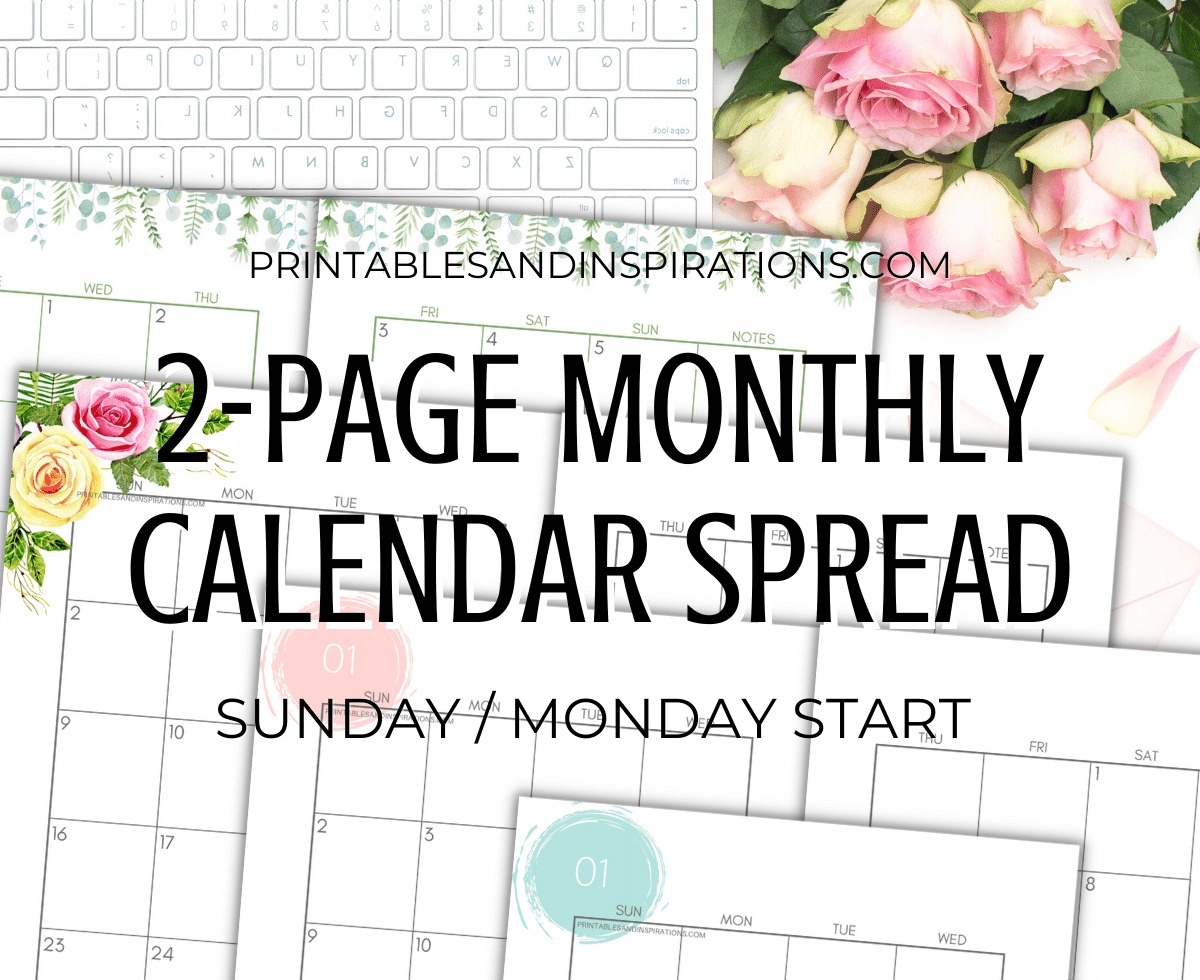 2024 2025 Two Page Calendar Monthly Spread – Free Printable pertaining to Printable Calendar 2 Months Per Page 2025