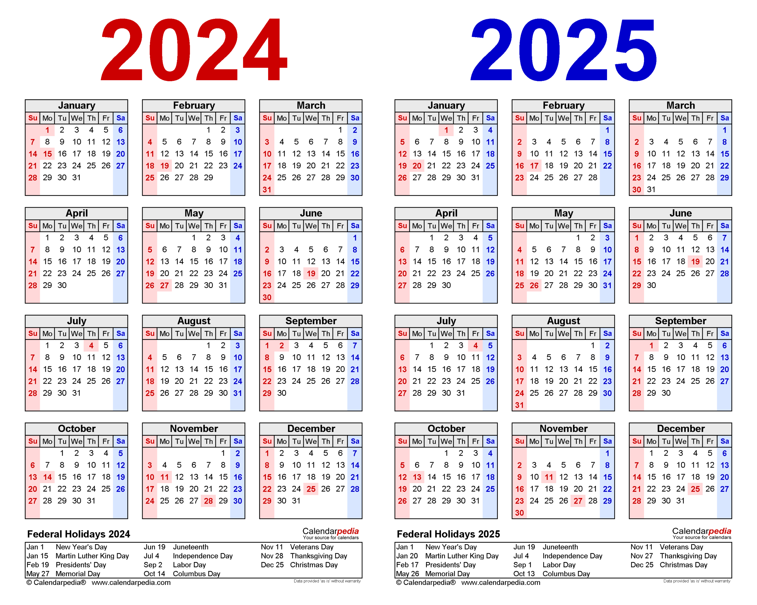 2024-2025 Two Year Calendar - Free Printable Pdf Templates for 2024 Calendar 2025 Printable With Holidays