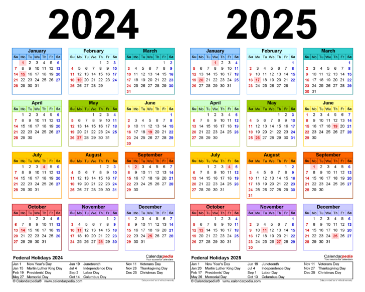 September 2024 to August 2025 Calendar Printable