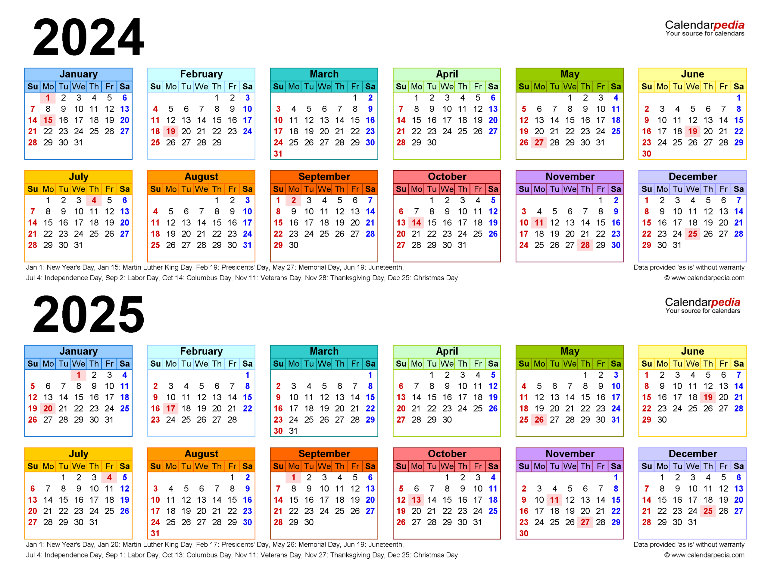 2024-2025 Two Year Calendar - Free Printable Pdf Templates throughout Printable 2024 and 2025 Calendar with Holidays