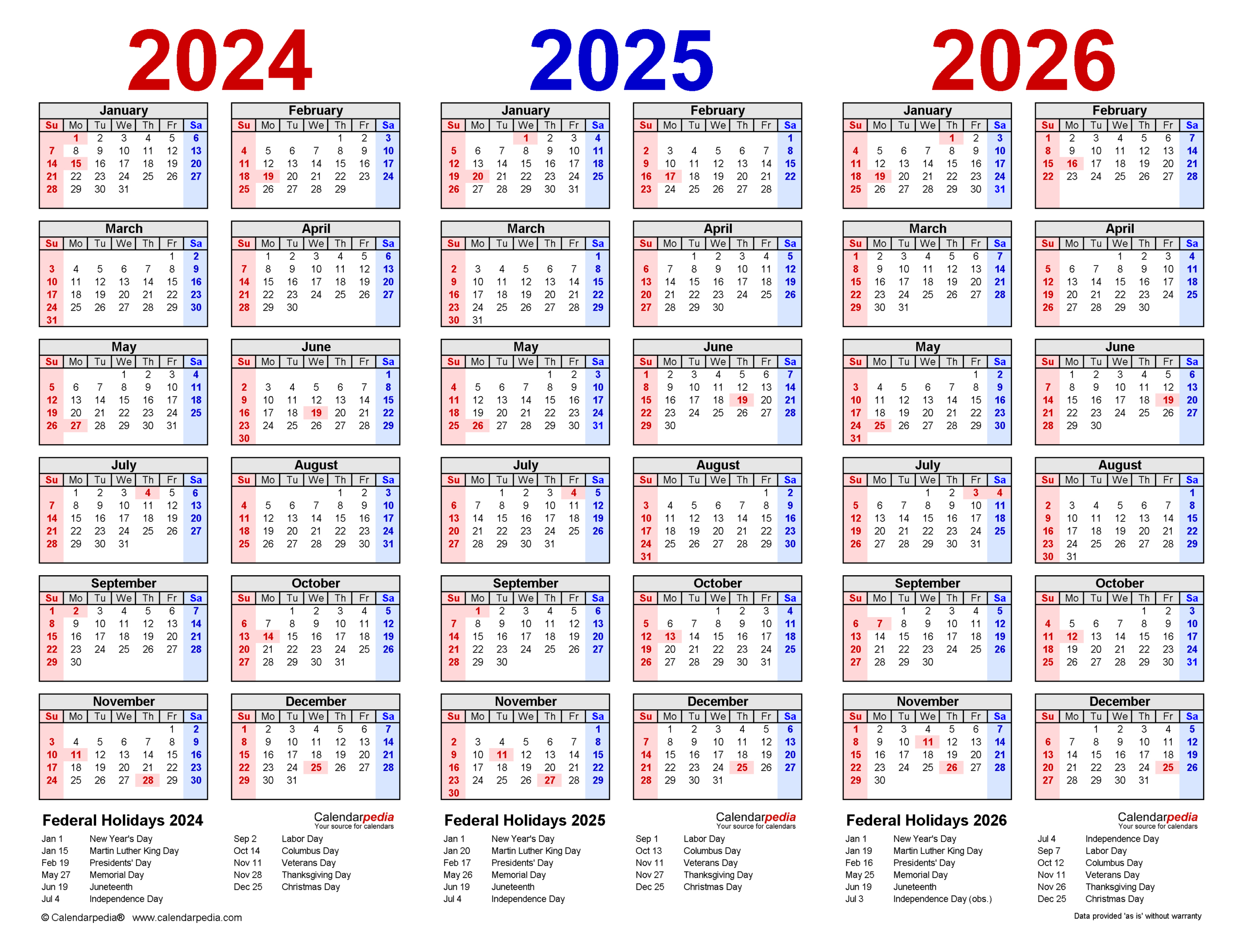 2024-2026 Three Year Calendar - Free Printable Pdf Templates in 3 Year Calendar 2024 To 2025 Printable