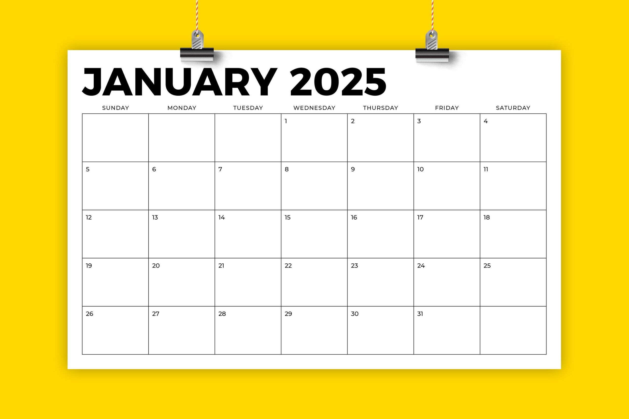 2025 11 X 17 Inch Calendar Template for 11x17 2025 Calendar Printable