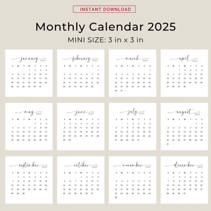 Printable Pocket Calendar 2025