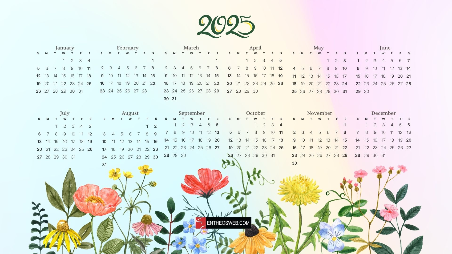 2025 Calendar Desktop Wallpaper (Jpg) &amp;amp; Printables (Pdf) | Entheosweb for Printable Desktop Calendar 2025