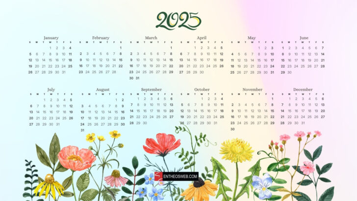 Printable Calendar 2025 Floral