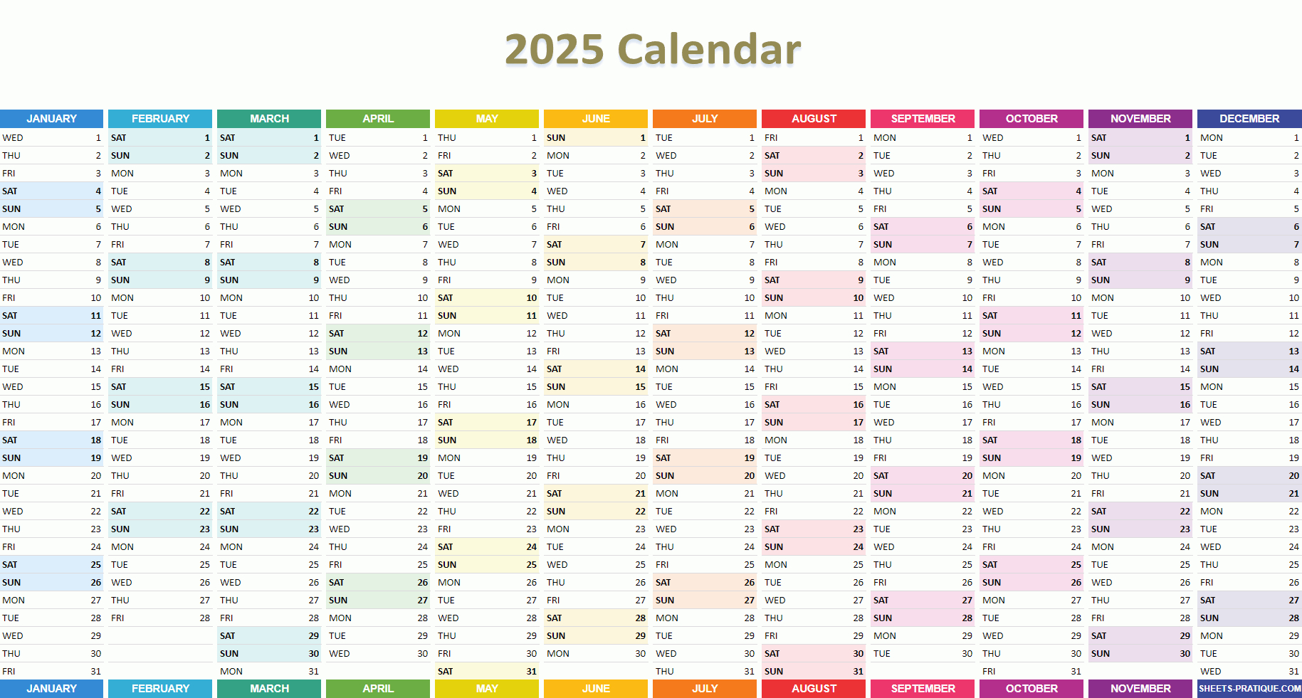 2025 Calendar for Google Printable Calendar 2025