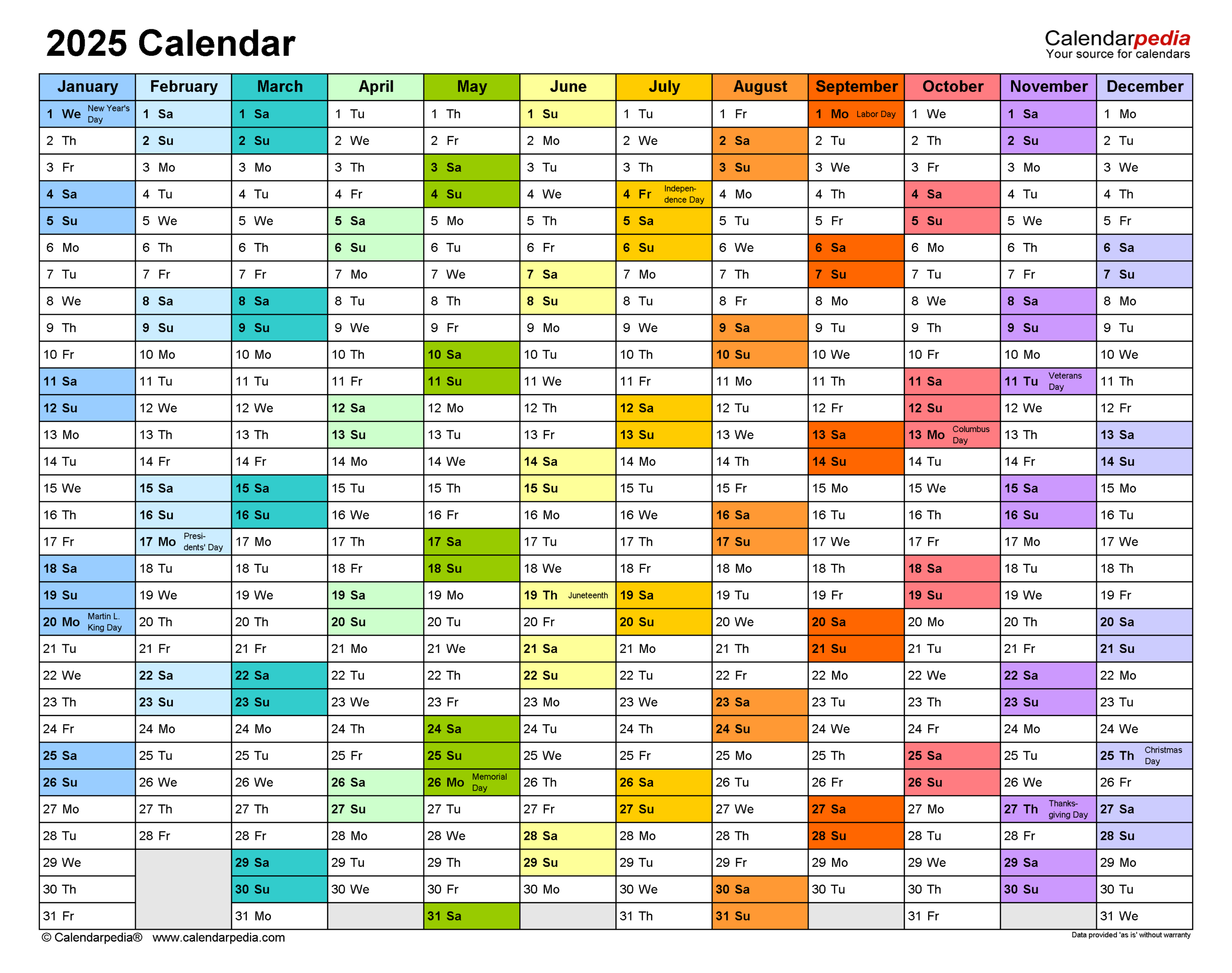 2025 Calendar - Free Printable Pdf Templates - Calendarpedia for Daily Printable Calendar 2025