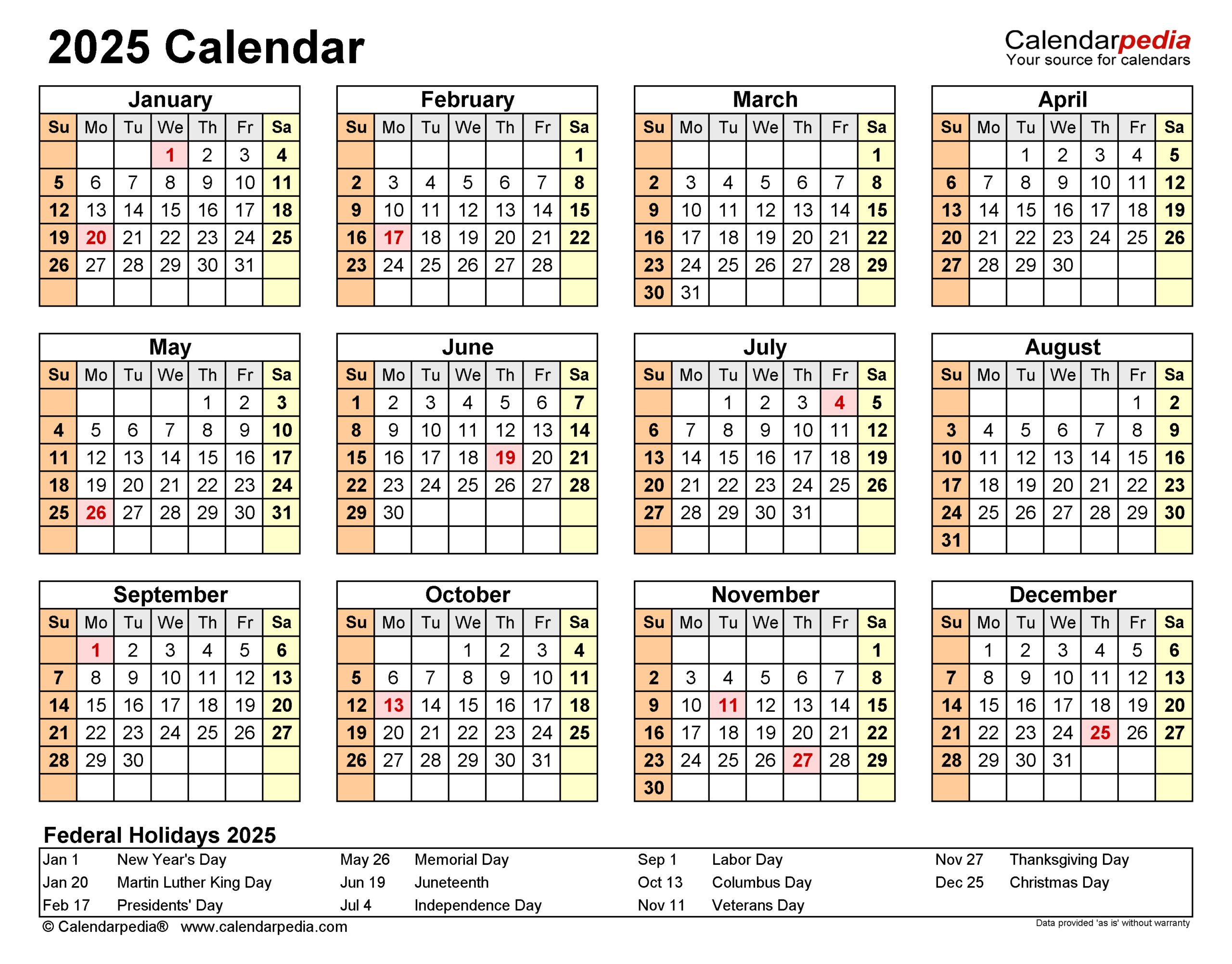 2025 Calendar - Free Printable Pdf Templates - Calendarpedia for Free Printable Pocket Calendar 2025