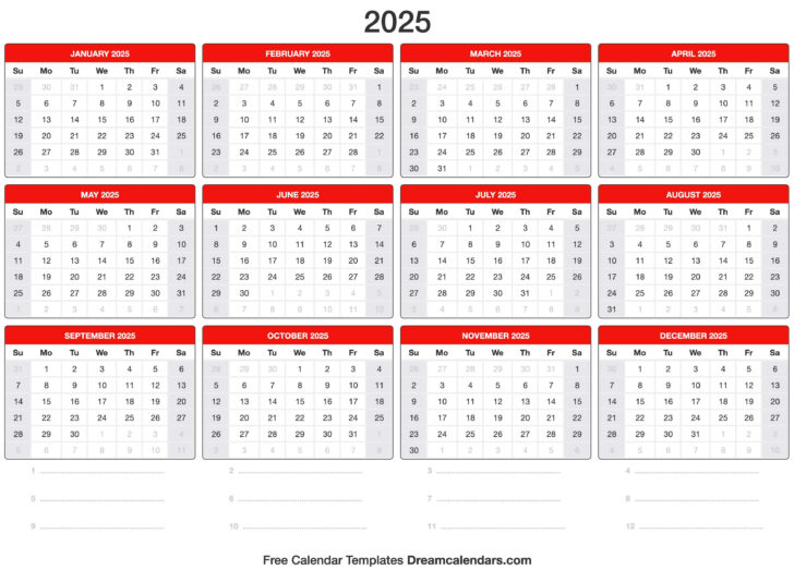 2025 Calendar Template Printable