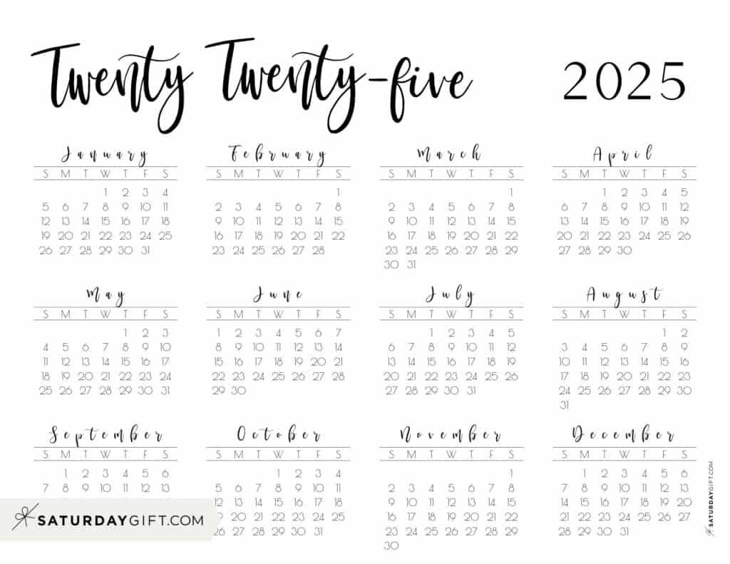 2025 Calendar Printable - 18 Cute &amp;amp; Free 2025 Yearly Calendar for 2025 Calendar Printable Landscape