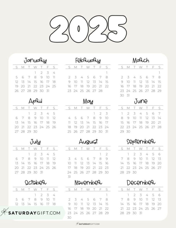 Cute Printable Calendar 2025