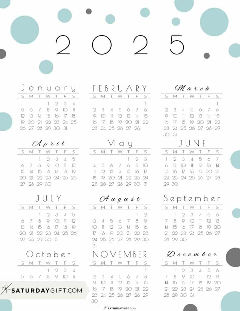 2025 Calendar Printable - 18 Cute &amp;amp; Free 2025 Yearly Calendar throughout Calendar 2025 Printable Cute