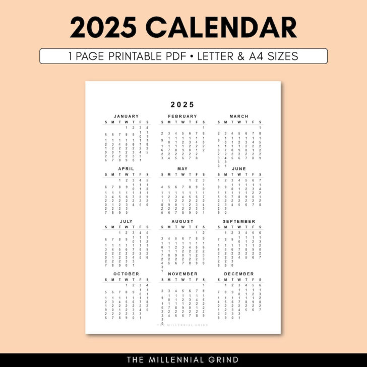 Printable Calendar For Year 2025 United States