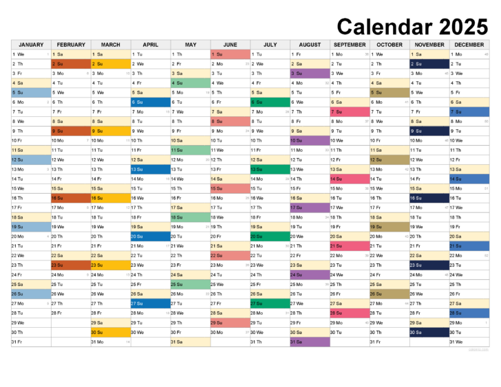 2025 Calendar Printable Horizontal