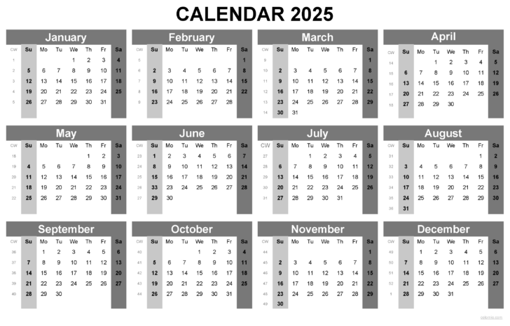 Free Printable 2025 Calendar by Month Download