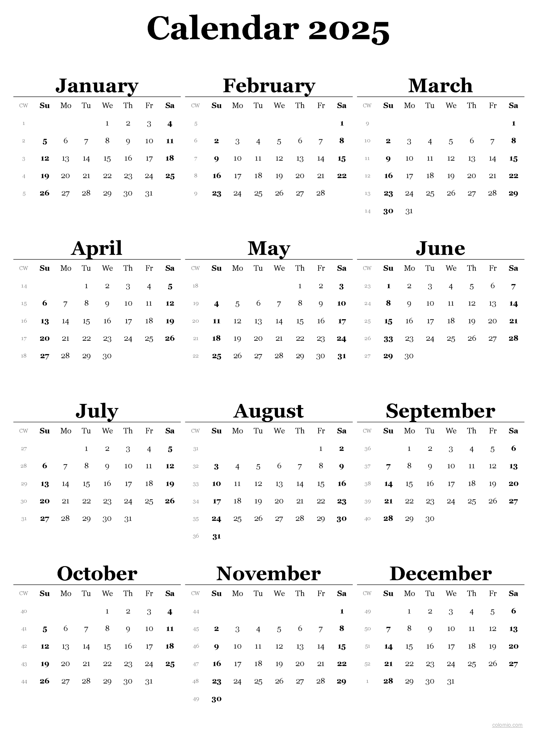 2025 Calendar Printable, ✓ Pdf, Excel And Image File - Free inside 2025 Horizontal Calendar Printable