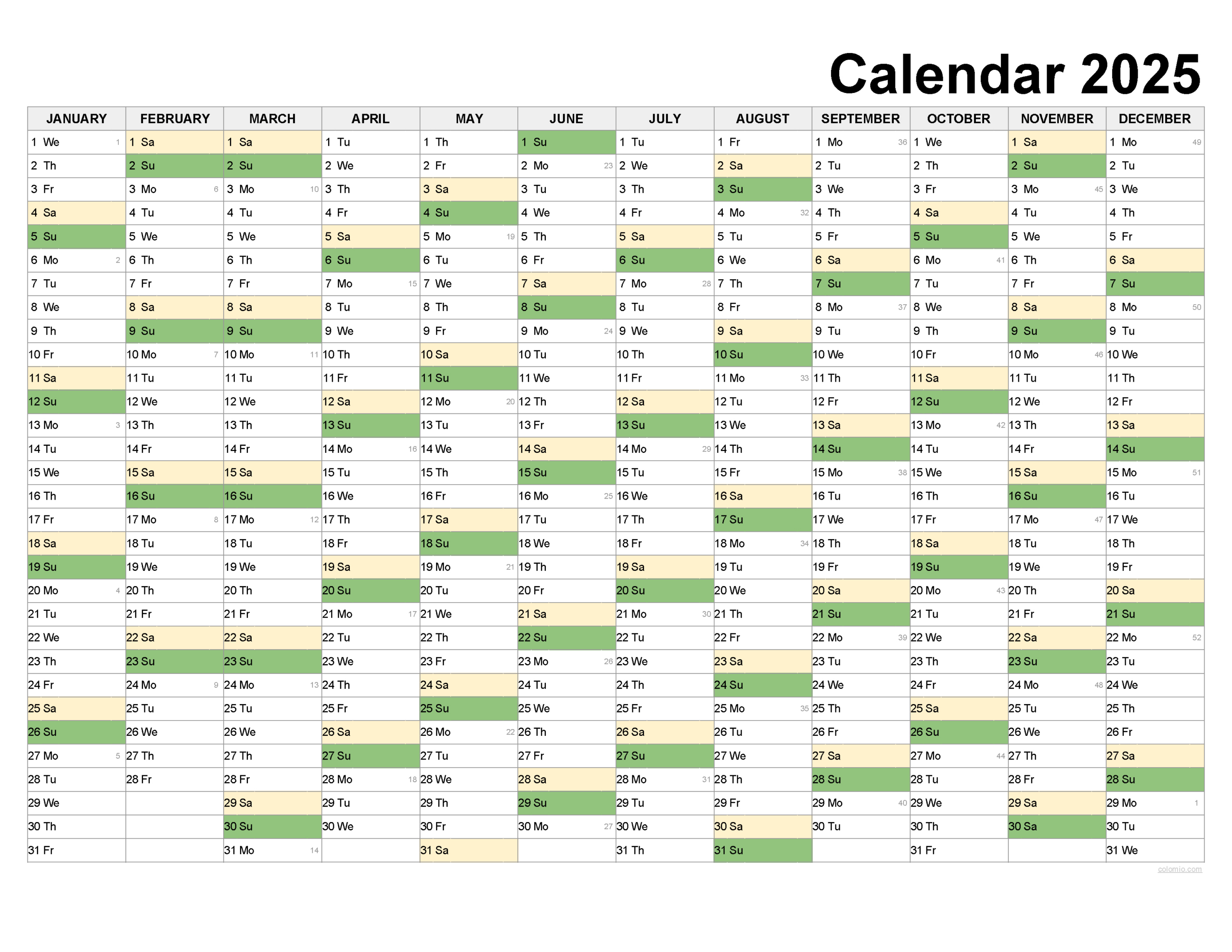 2025 Calendar Printable, ✓ Pdf, Excel And Image File - Free with regard to 2025 Wall Calendar Printable Free