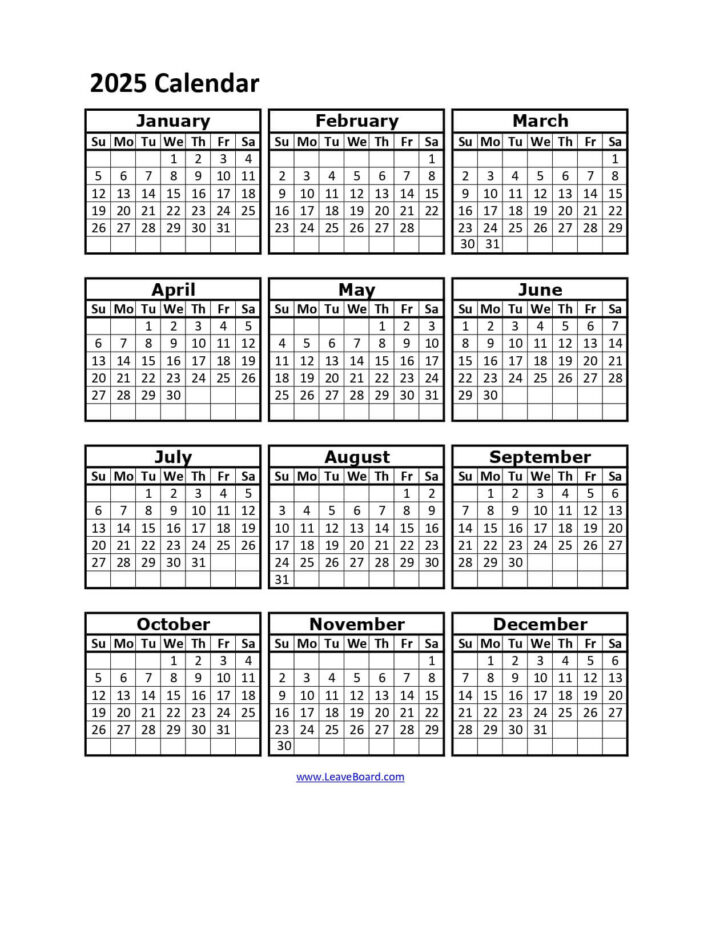 Free Printable Employee Attendance Calendar 2025