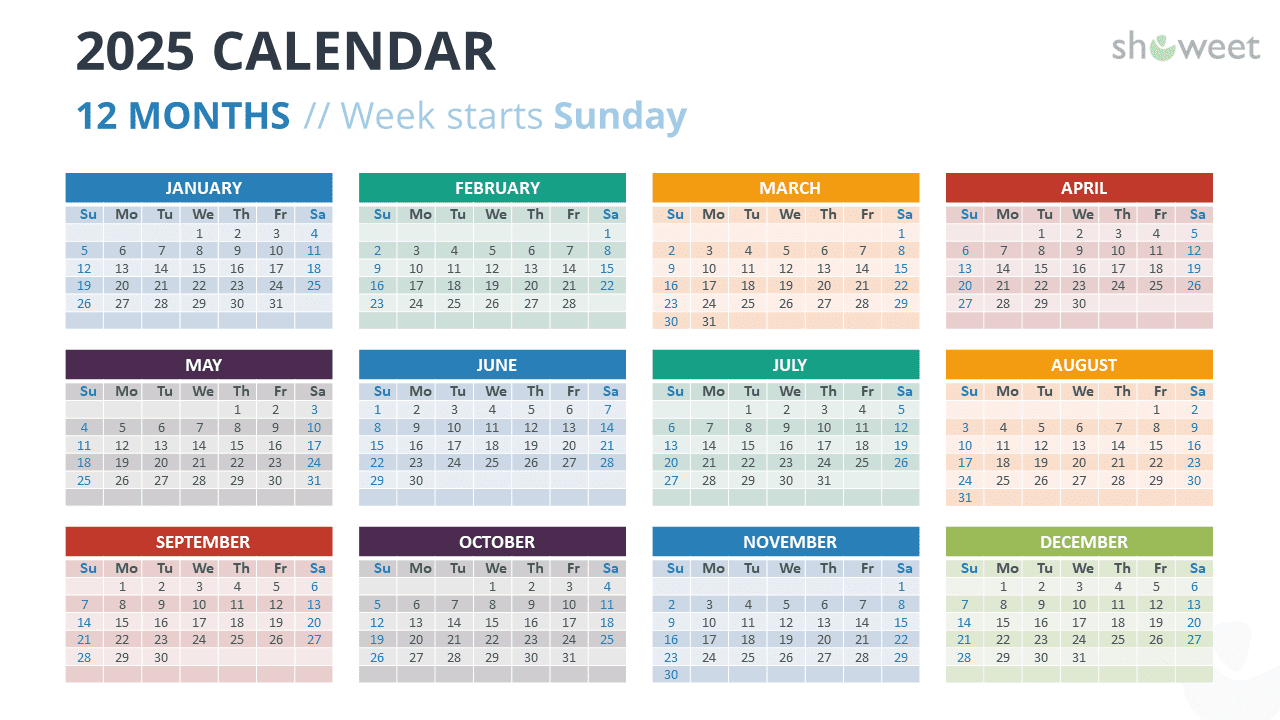 Calendar 2025 Google Slides 