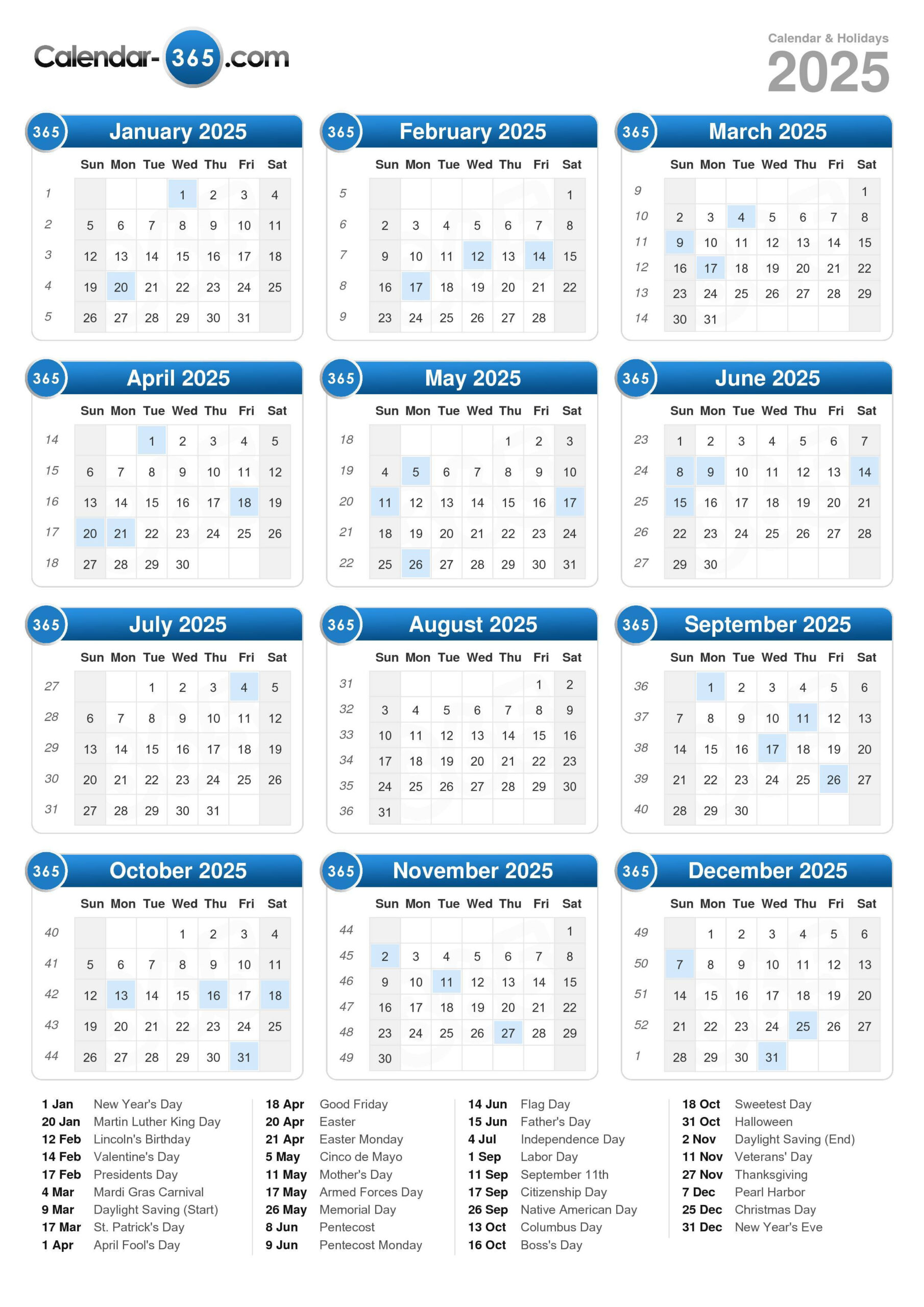 2025 Calendar with regard to Online Calendar 2025 Printable