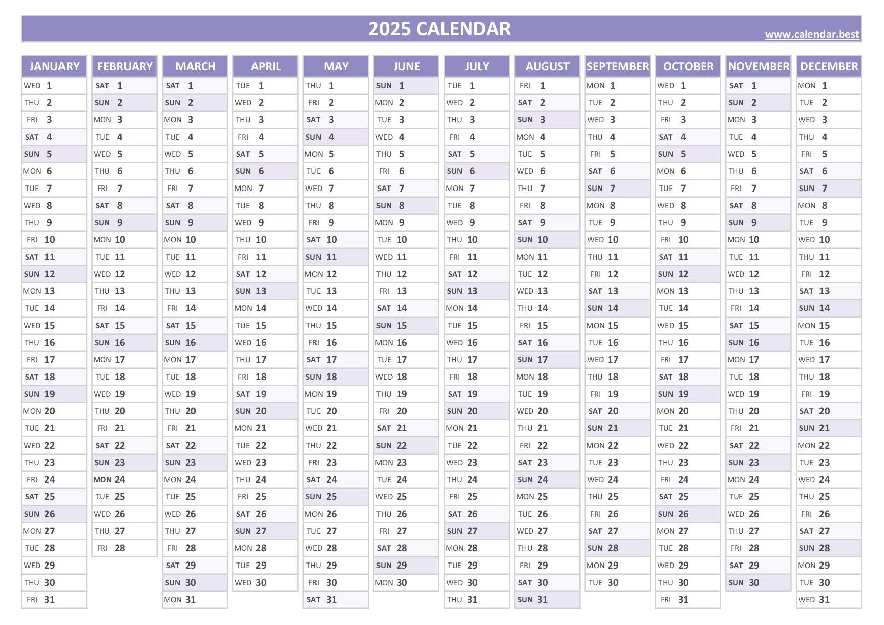 2025 Calendar With Week Numbers for 2025 Calendar List Printable