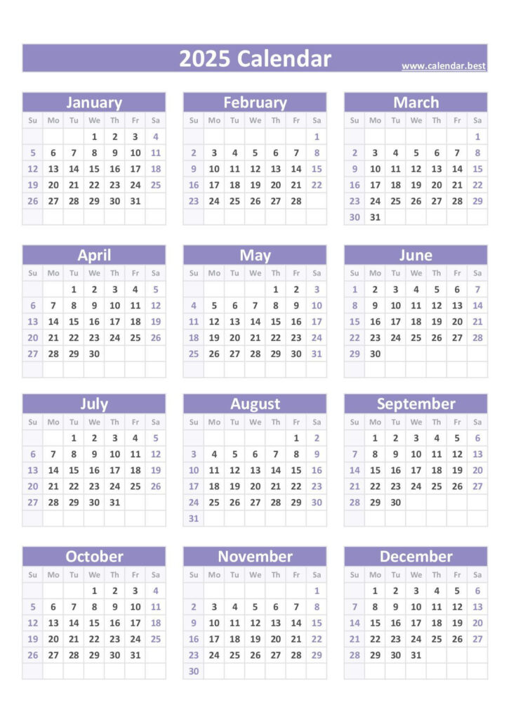 2025 Printable Calendar by Month Portrait