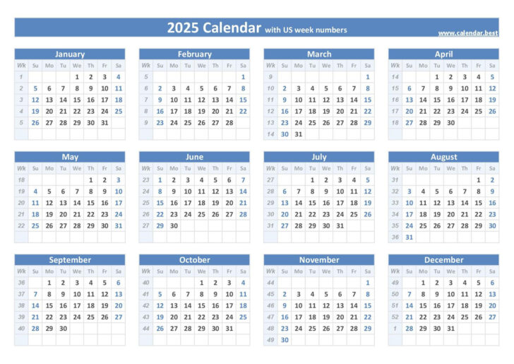 Calendar 2025 Weekly Printable