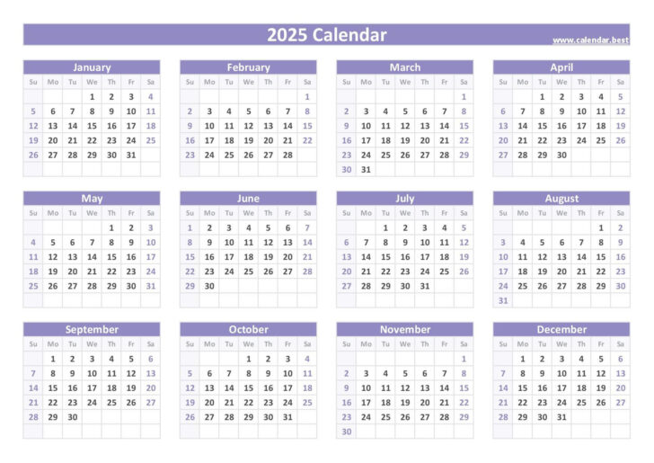 Printable 2025 Calendar by Year