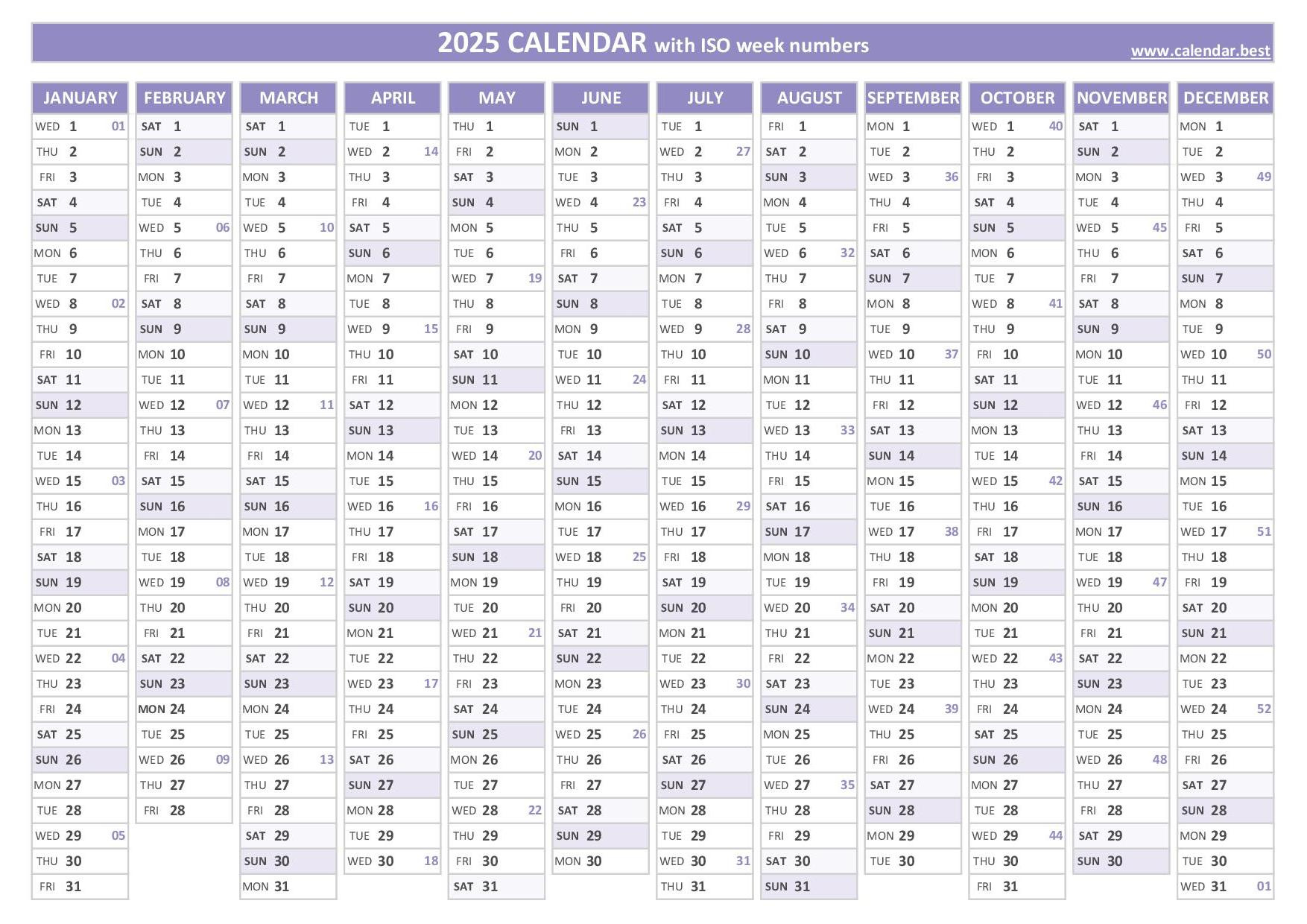 2025 Calendar With Week Numbers (Us And Iso Week Numbers) intended for 2025 Work Week Calendar Printable