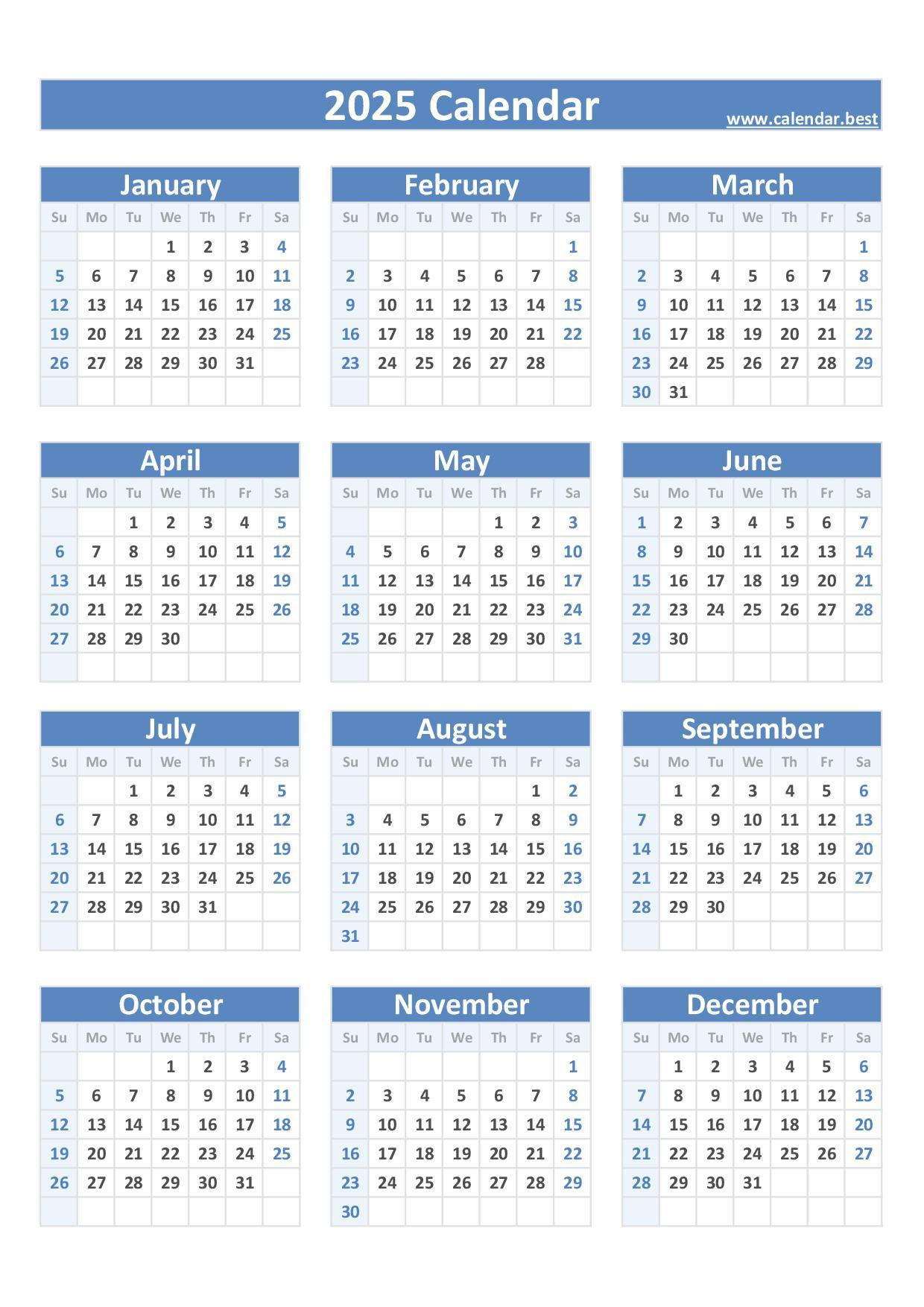 2025 Calendar With Week Numbers with regard to Printable Portrait Calendar 2025