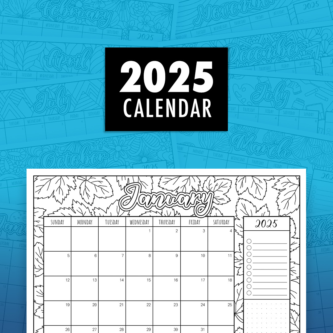 2025 Colouring Calendar for 2025 Coloring Calendar Printable Free