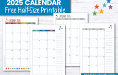 2025 Half Size Calendar – Free Printable — Krafty Planner for Free Blank Calendar Printable 2025