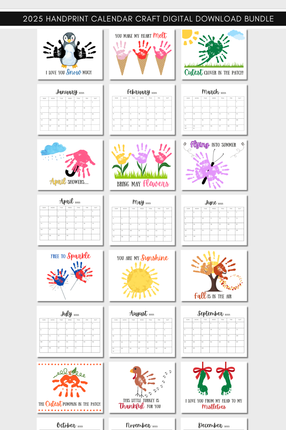 2025 Handprint Calendar Craft with Free Printable Handprint Calendar 2025