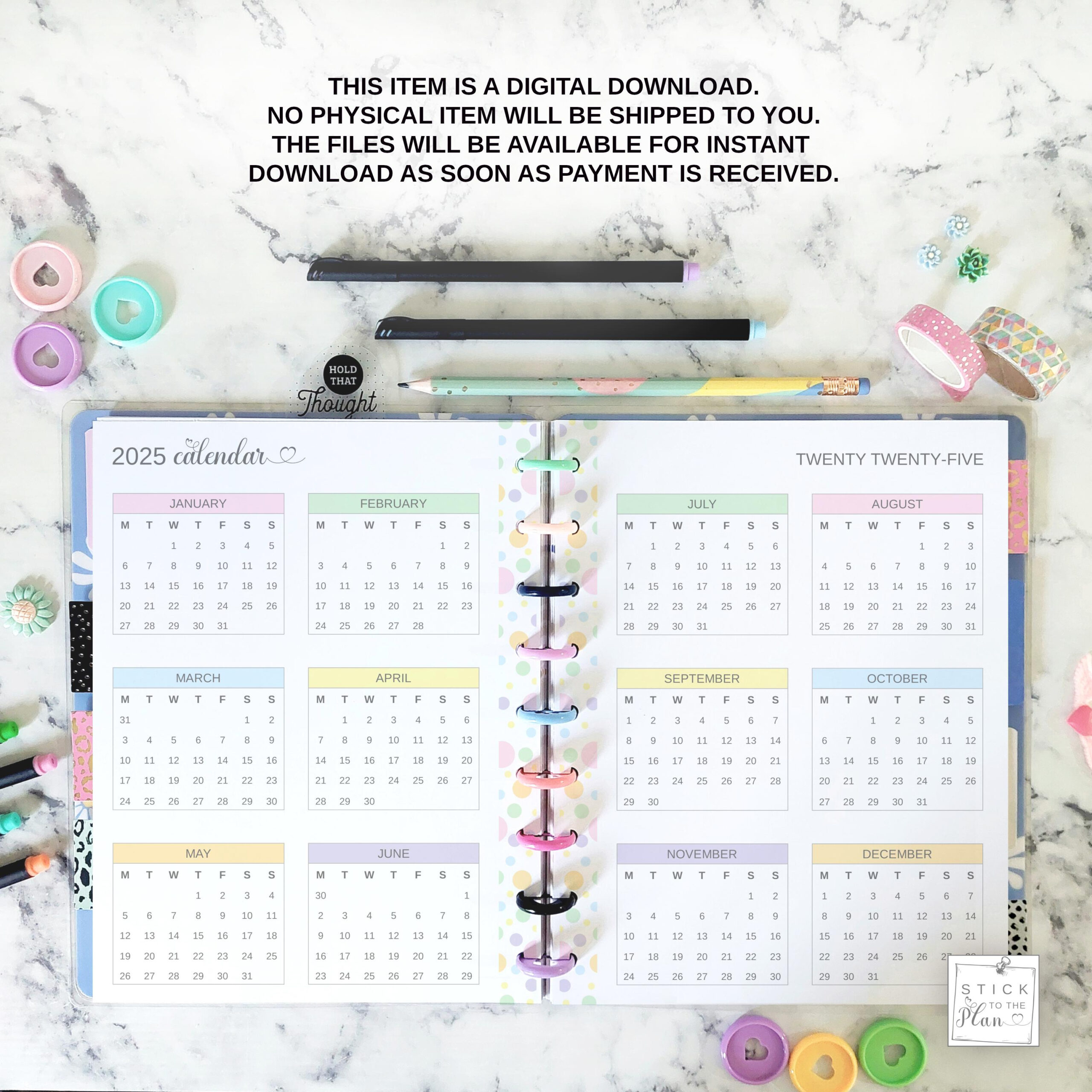 2025 Happy Planner Classic Printable Yearly Calendar, Mini Hp Year with Printable Calendar 2025 Hp