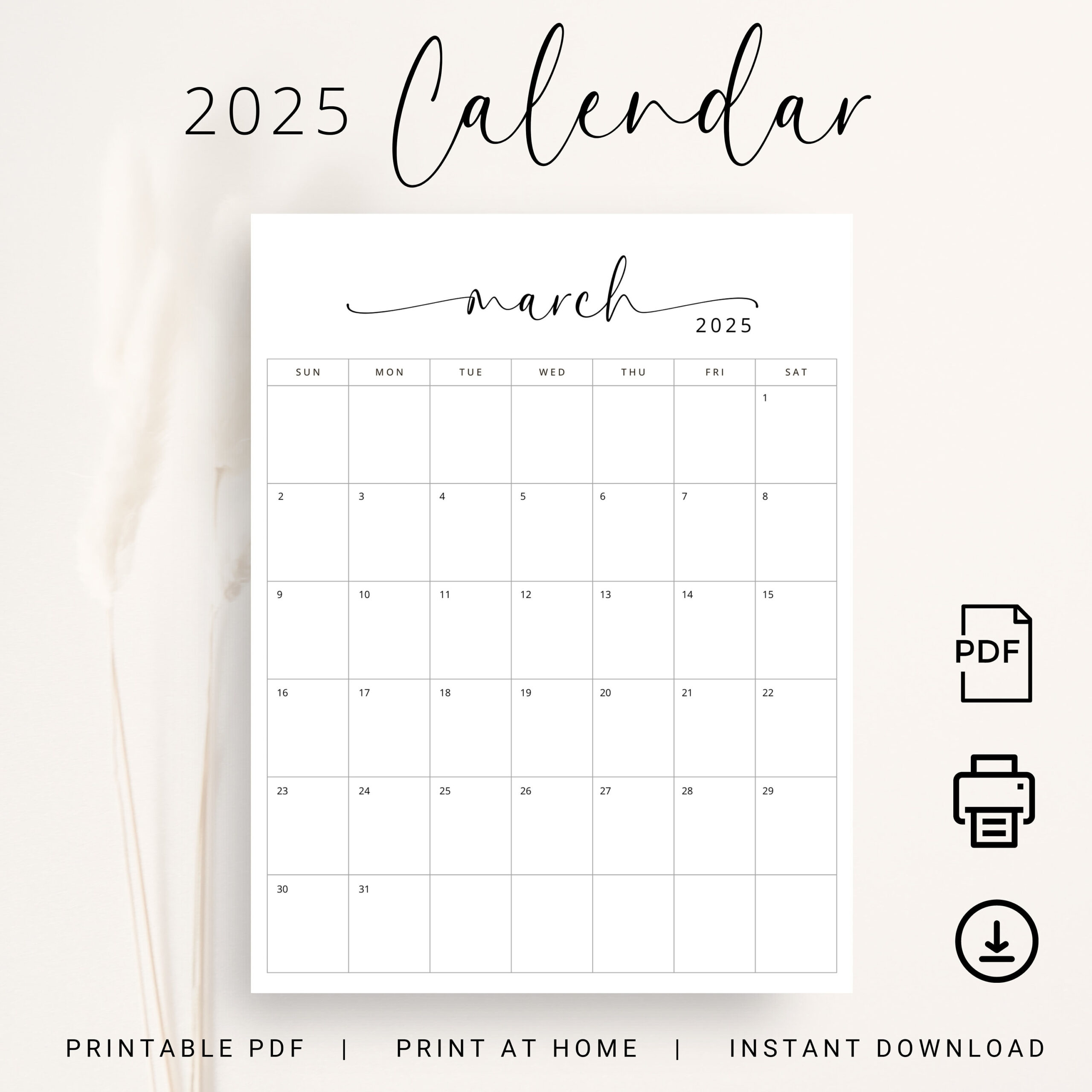 2025 Kalender 2025 Monatsplaner Vertikal Sonntag &amp;amp; Montag Start for 2025 Calendar 2025 Printable Monthly