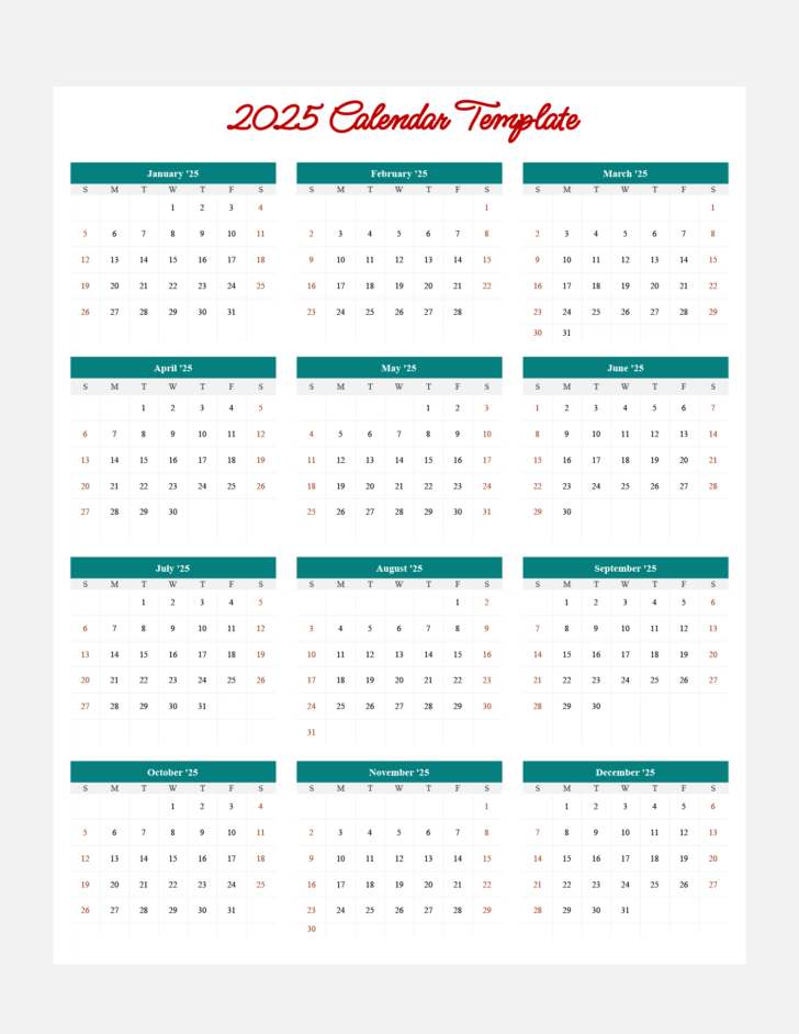 Google Calendar 2025 Printable