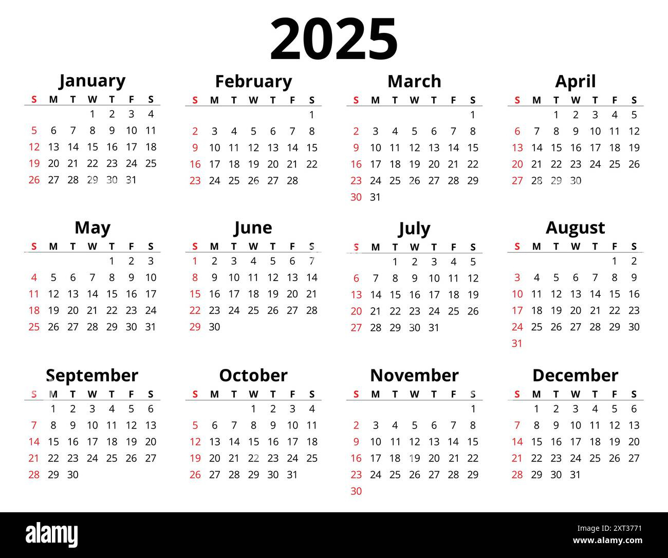 2025 Month Printable Calendar. Modern Vector Horizontal Template intended for Horizontal 2025 Calendar Printable