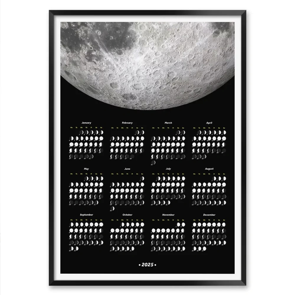 2025 Moon Phases Calendar, Monthly Layout With Monday Start Days pertaining to 2025 Moon Calendar Printable