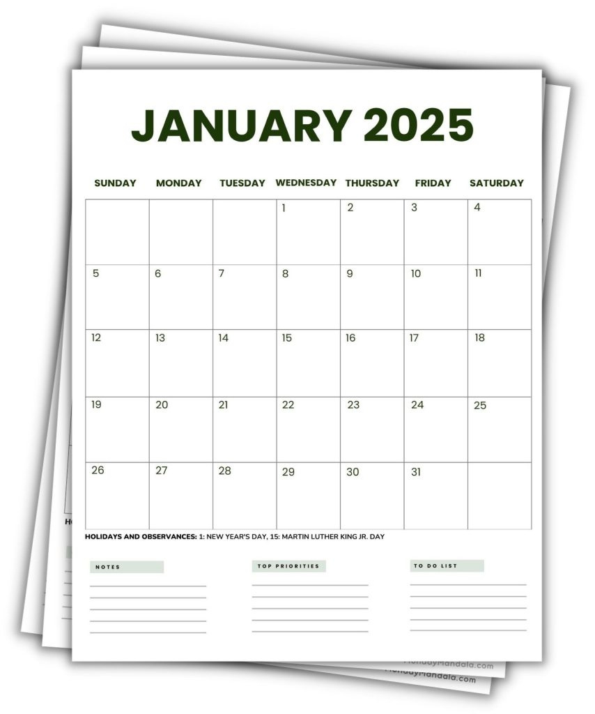 2025 Printable Calendars (56 Free Pdf Printables) for 2025 Printable Vertical Calendar