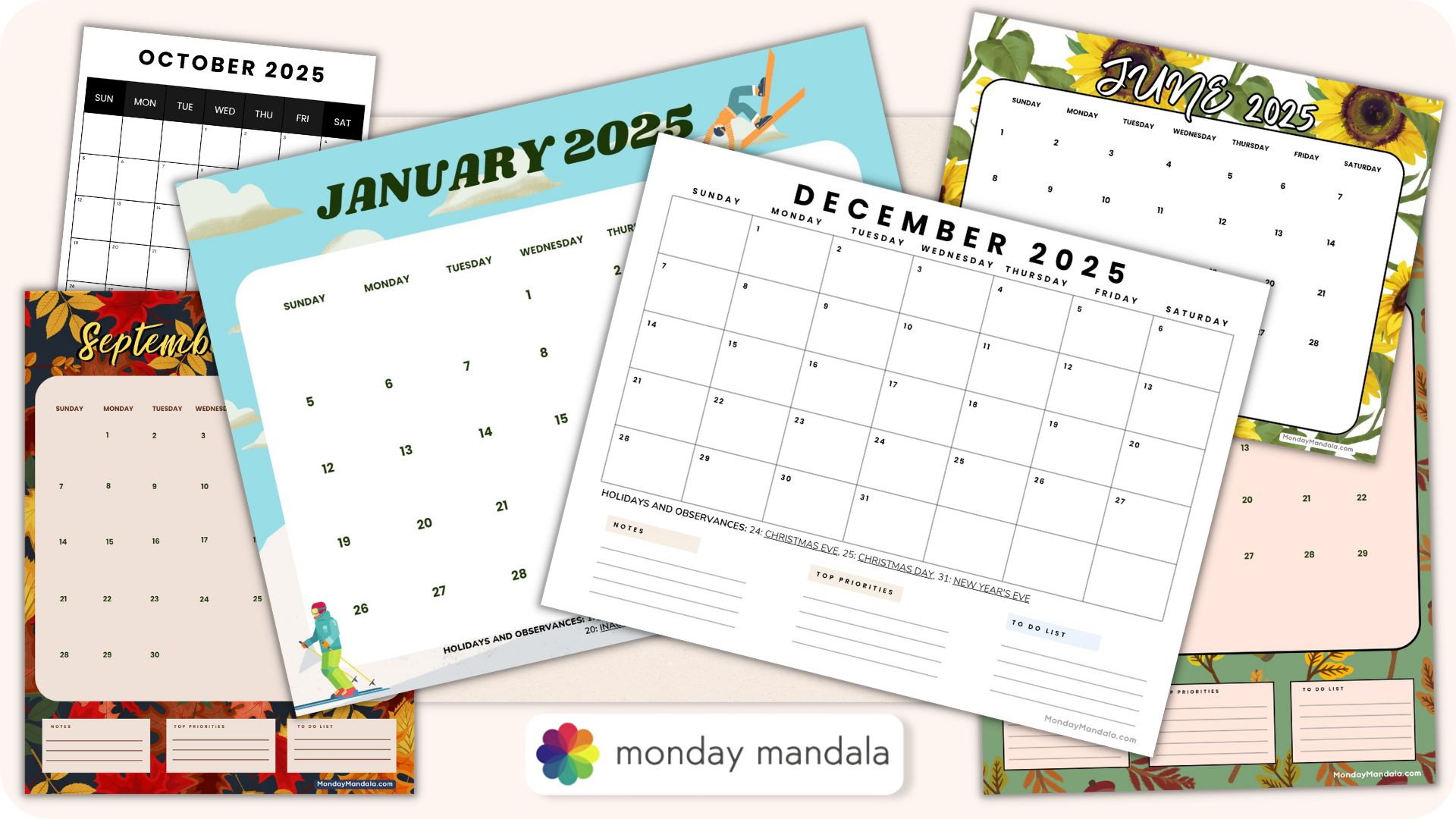 2025 Printable Calendars (56 Free Pdf Printables) for Fun Printable Calendar 2025