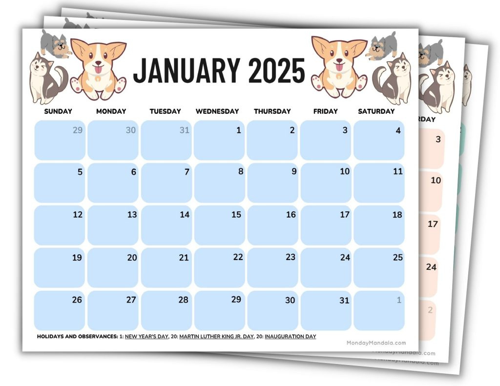 2025 Printable Calendars (56 Free Pdf Printables) pertaining to Printable Dog Calendar 2025